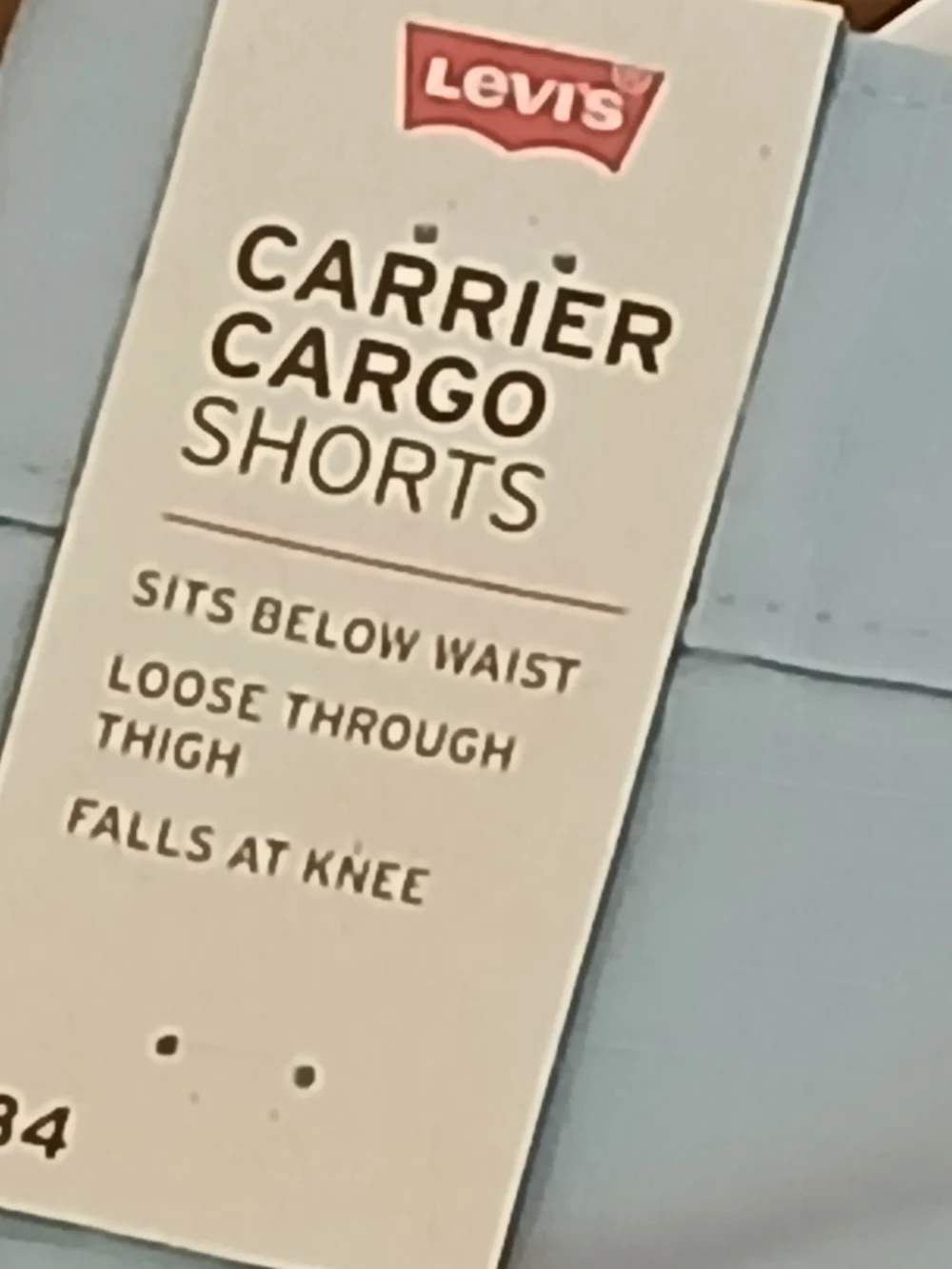NWT Levi's Men's Light Gray Cargo Shorts 34